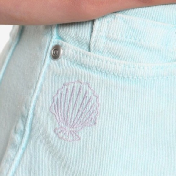 Disney Her Universe “Little Mermaid” 30th Anniversary Mint Green Denim Shorts - Picture 12 of 13